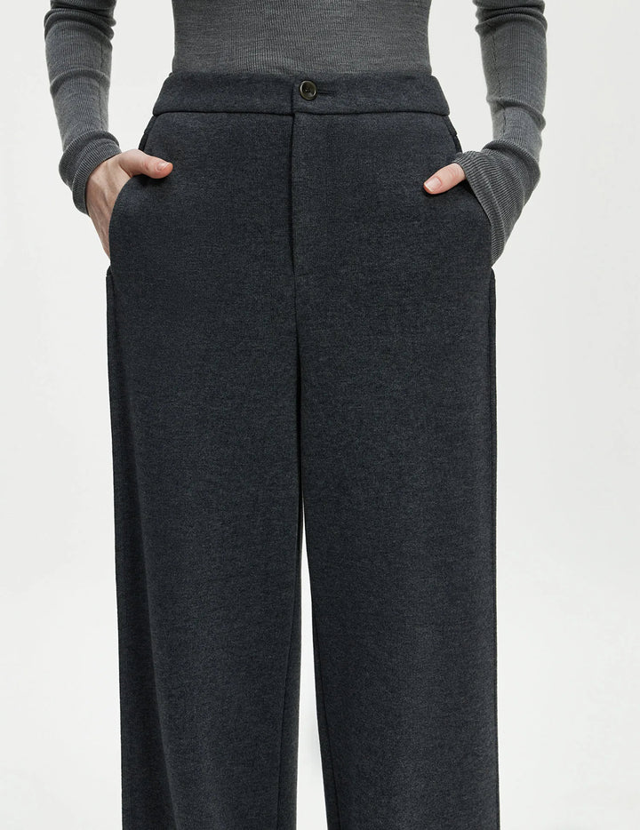 Wool-Blend Ultra Thick Wide-Leg Trousers