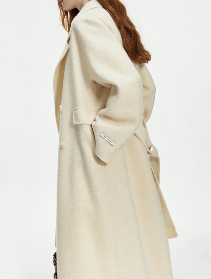 100% Wool Sophia Long Coat Golden Taupe