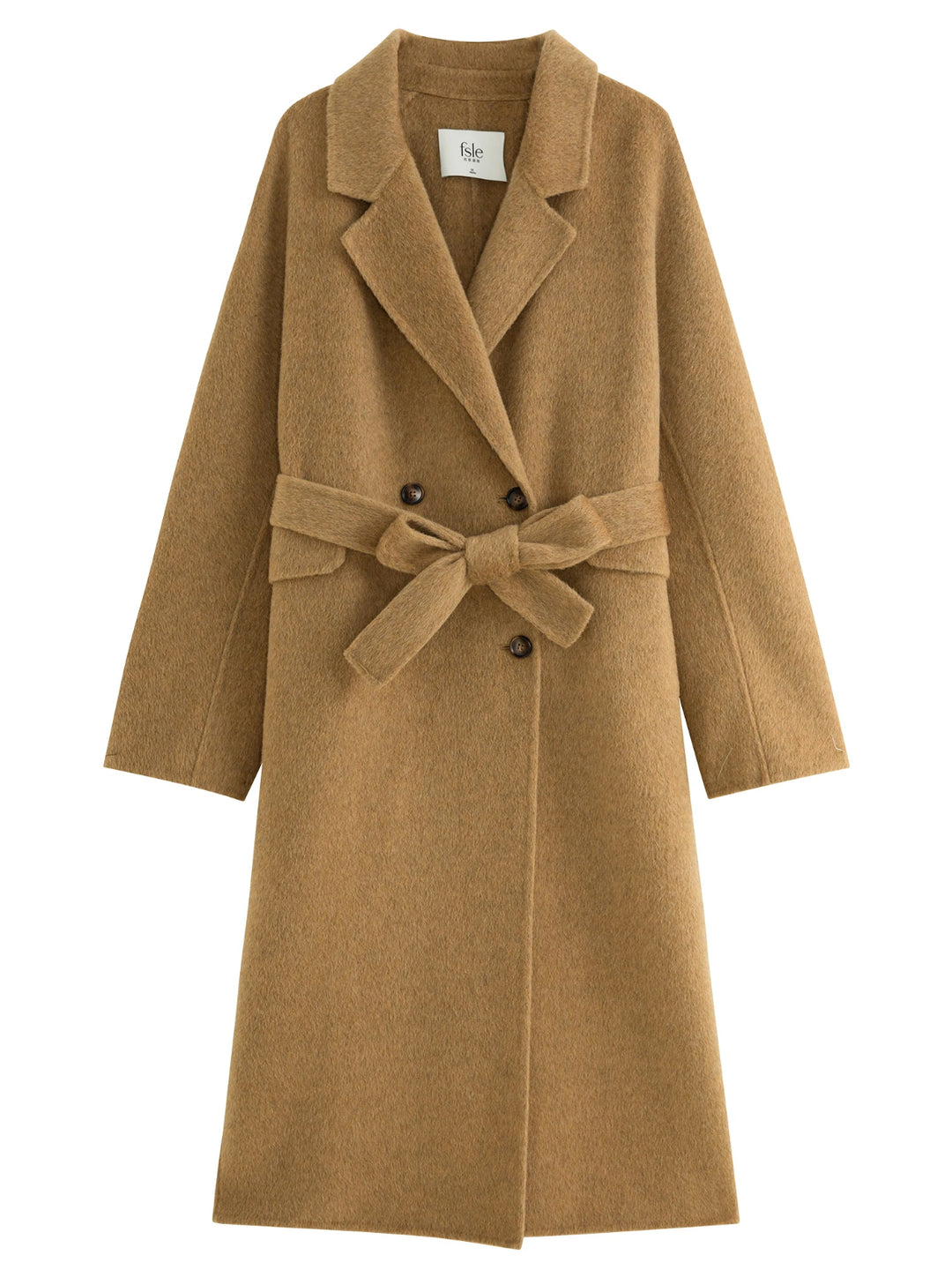 100% Wool Sophia Long Coat Golden Taupe