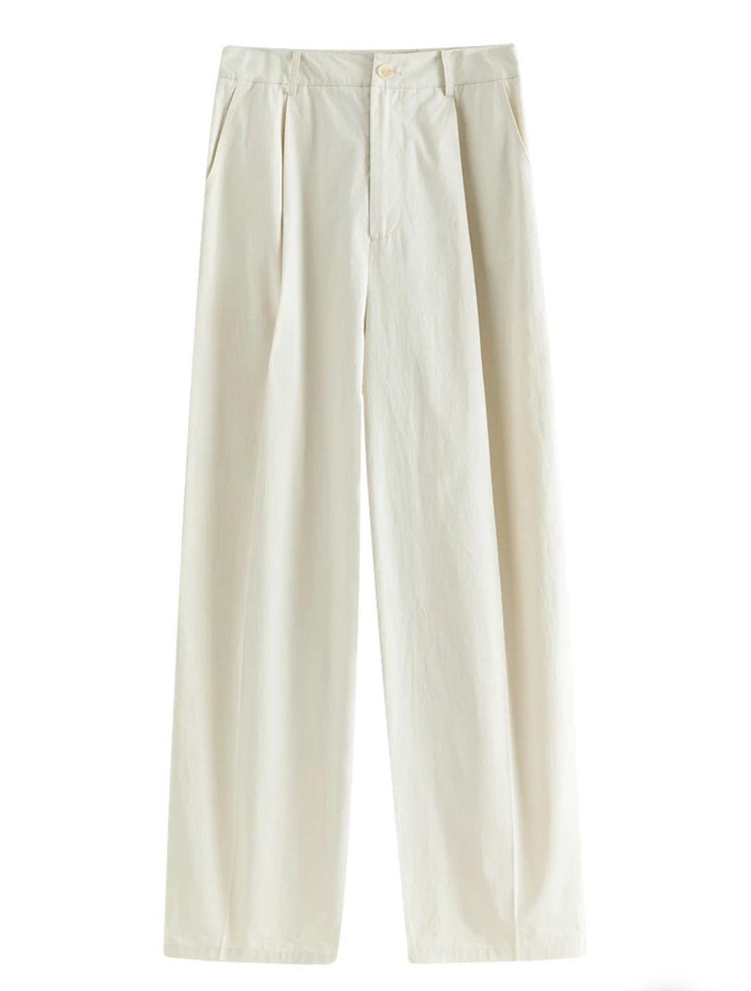 Cotton Wide-Leg Essential Trousers