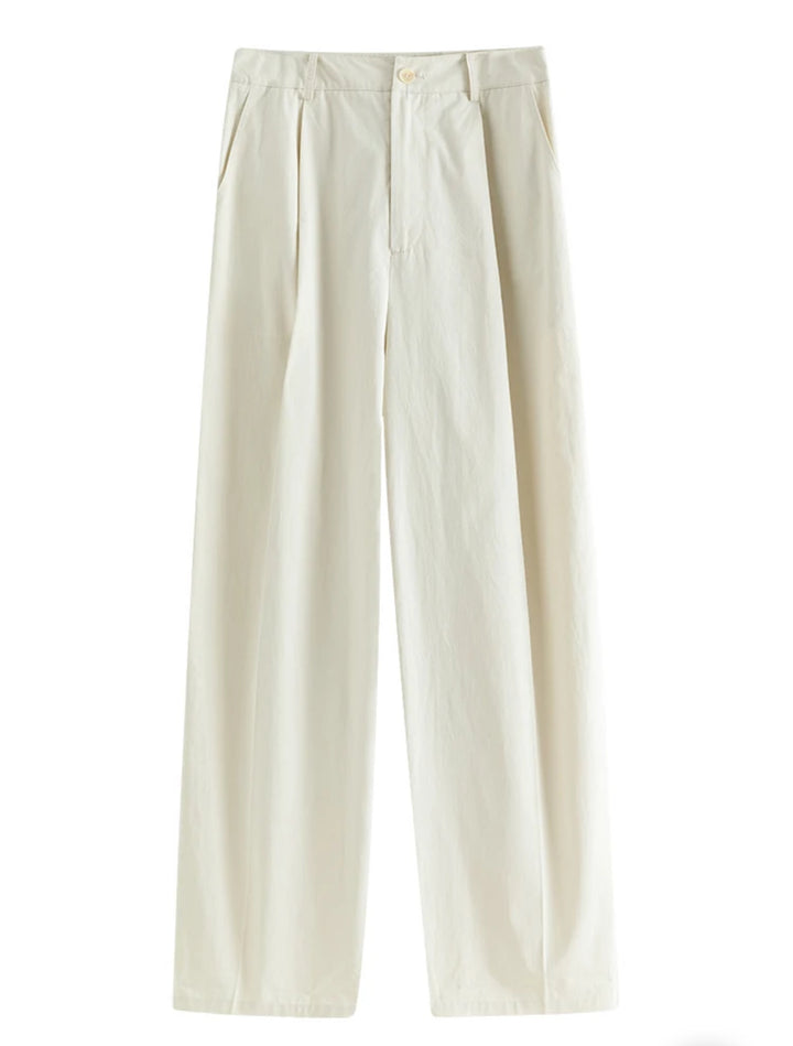 Cotton Wide-Leg Essential Trousers