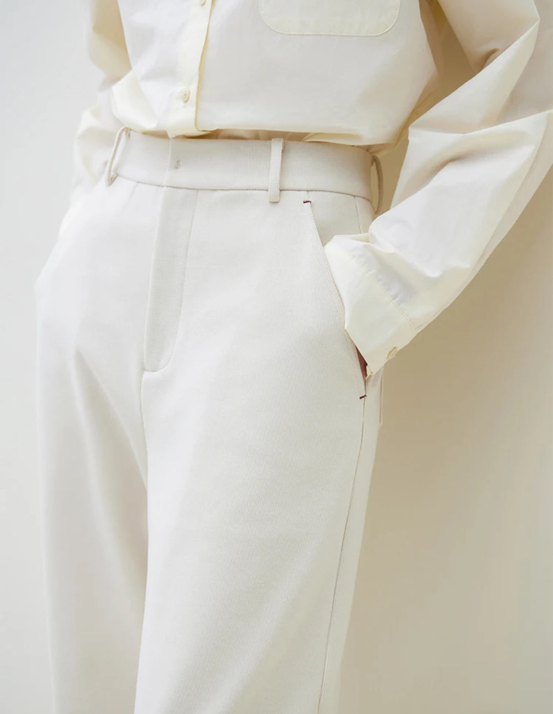 High Waisted Comfort Off-White Trousers