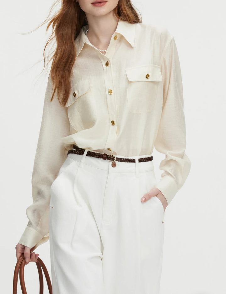 Classic Cream Tailored Blouse