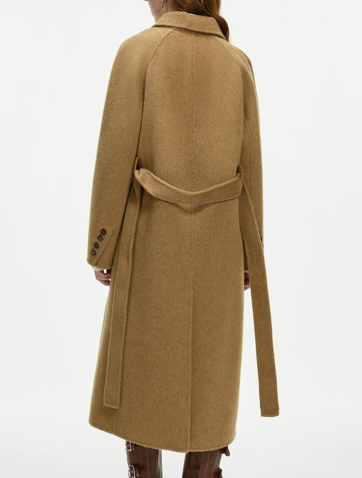 100% Wool Sophia Long Coat Golden Taupe