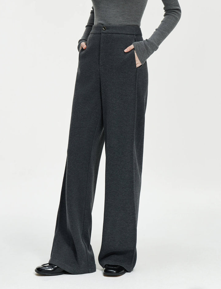 Wool-Blend Ultra Thick Wide-Leg Trousers