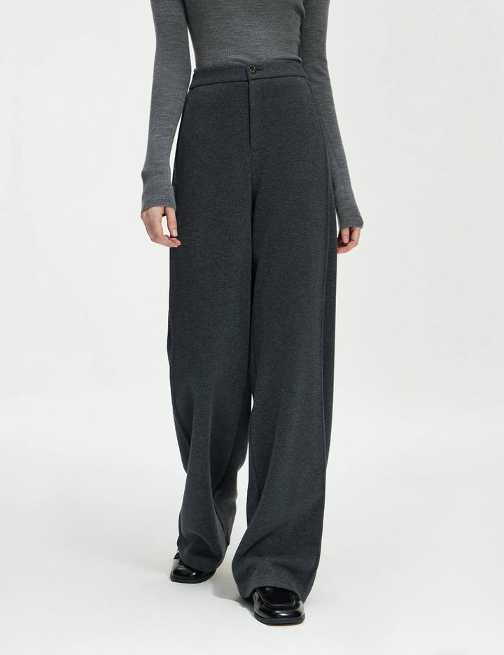 Wool-Blend Ultra Thick Wide-Leg Trousers